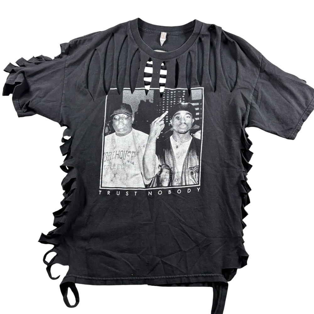 VTG Alstyle Biggie Tupac Graphic Tee Men XL Black Good Distressed Y2K 90s grunge